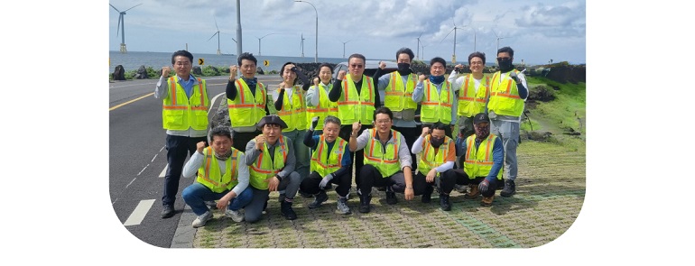 제주 한림해상풍력 직원 단체 사진
